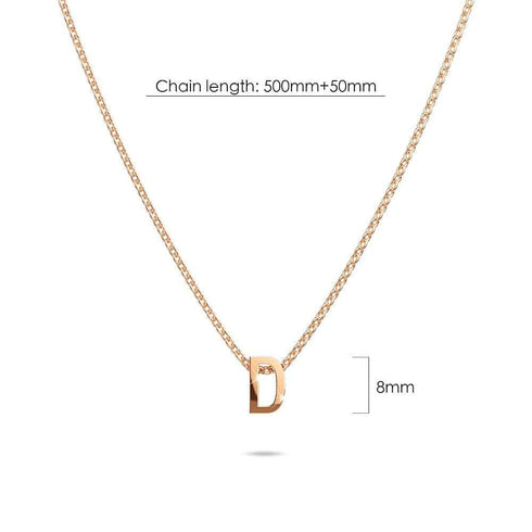 Initials Brick Alphabet Letter Necklace Rose Gold Layered Steel Jewellery